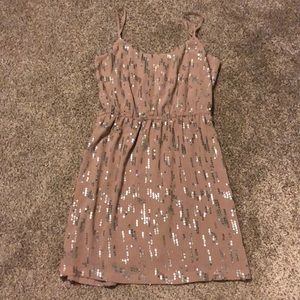 Lush Brand Nude Dress w silver sequins, Size L